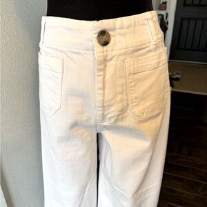 Pilcro white twill cropped wide legs